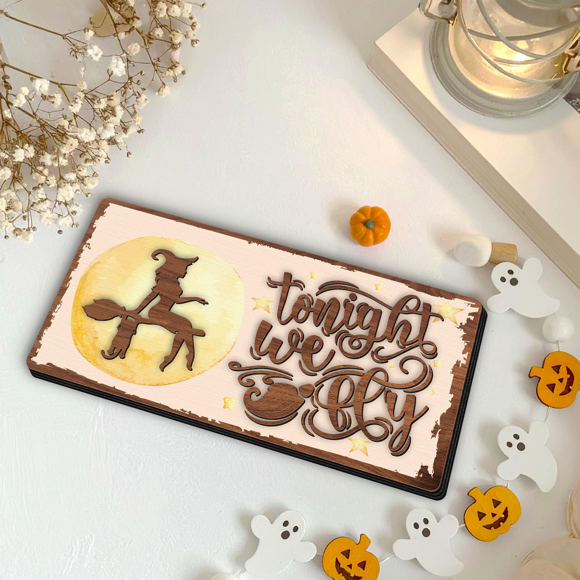 Layered Wood Witch Wooden Sign