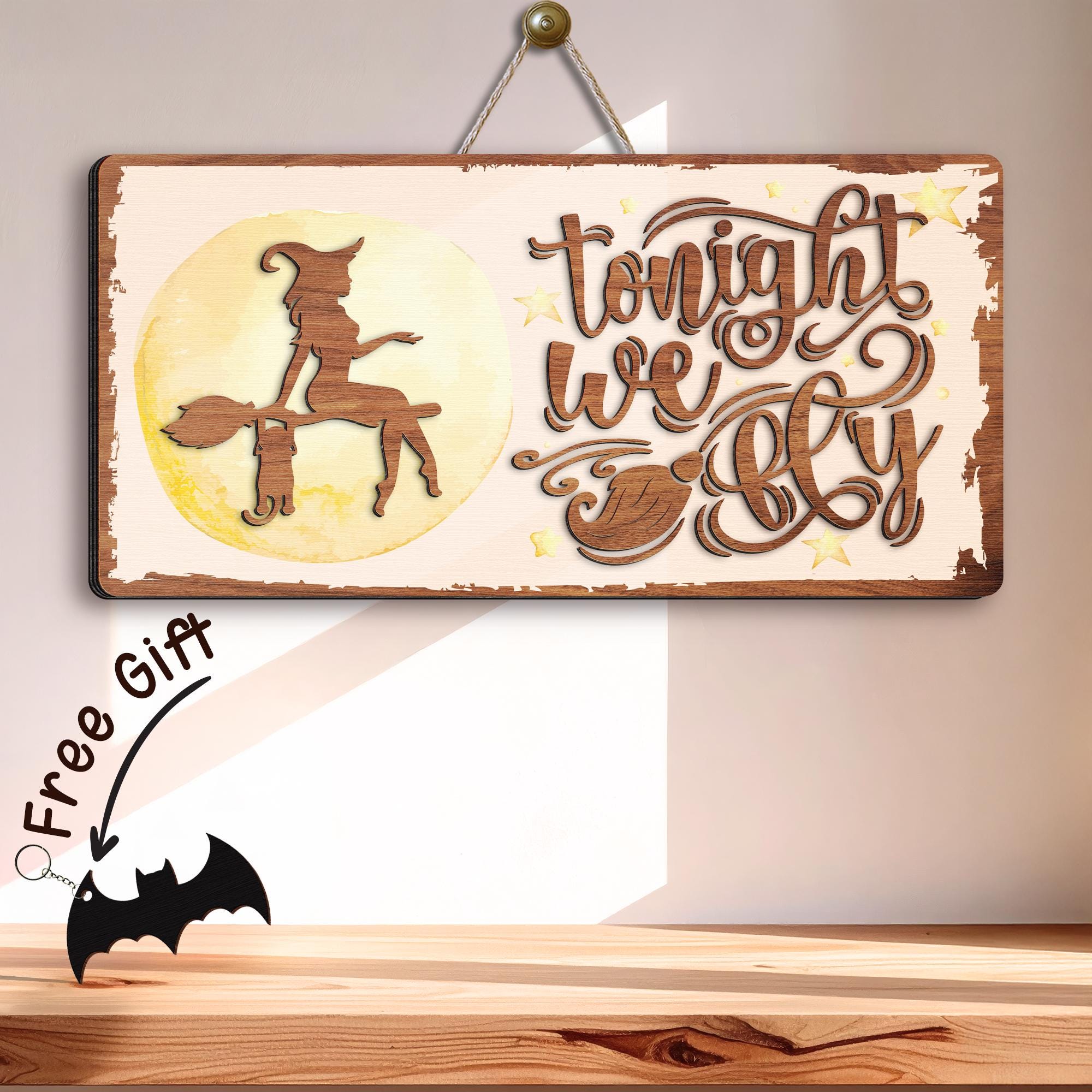 Layered Wood Witch Wooden Sign