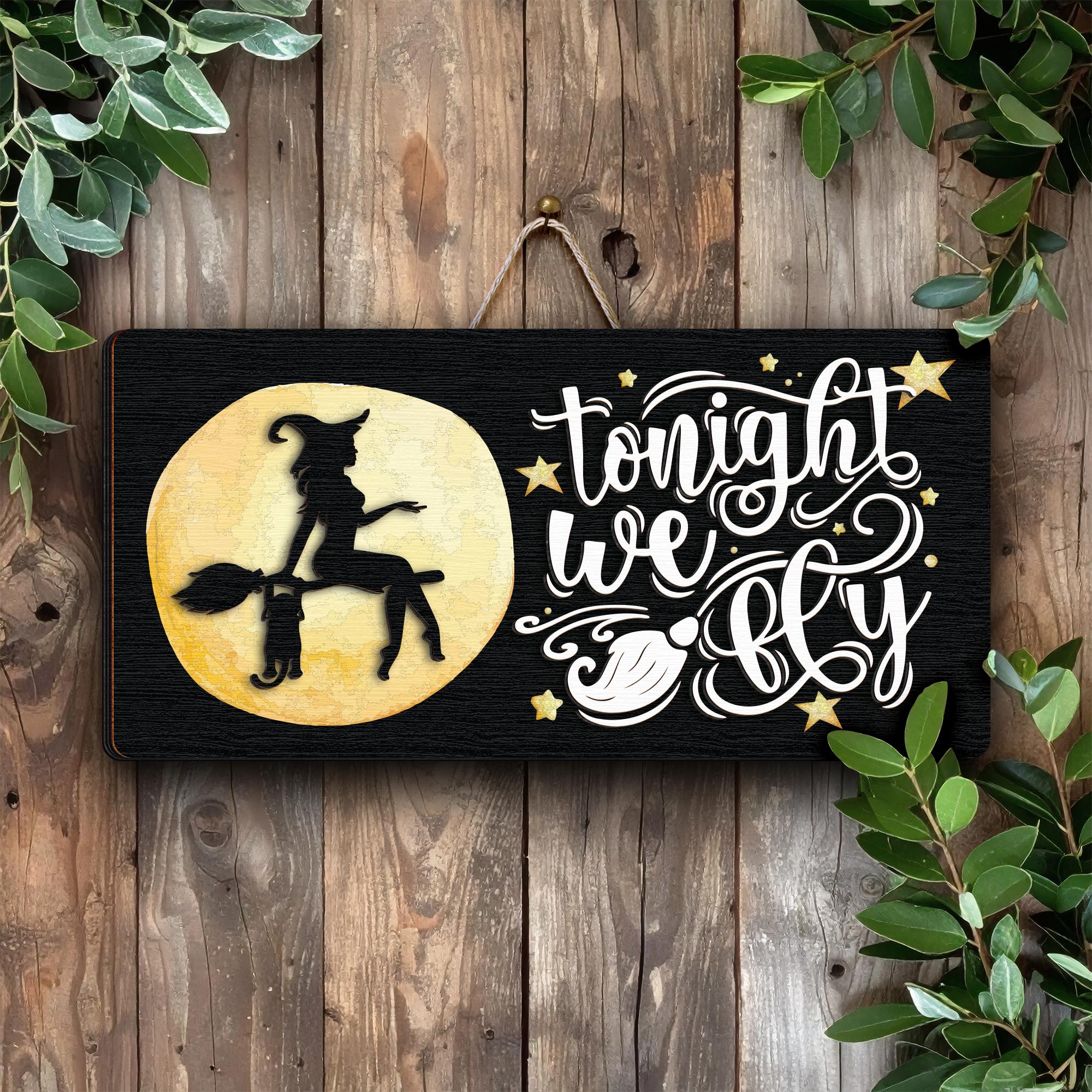 Layered Wood Witch Wooden Sign