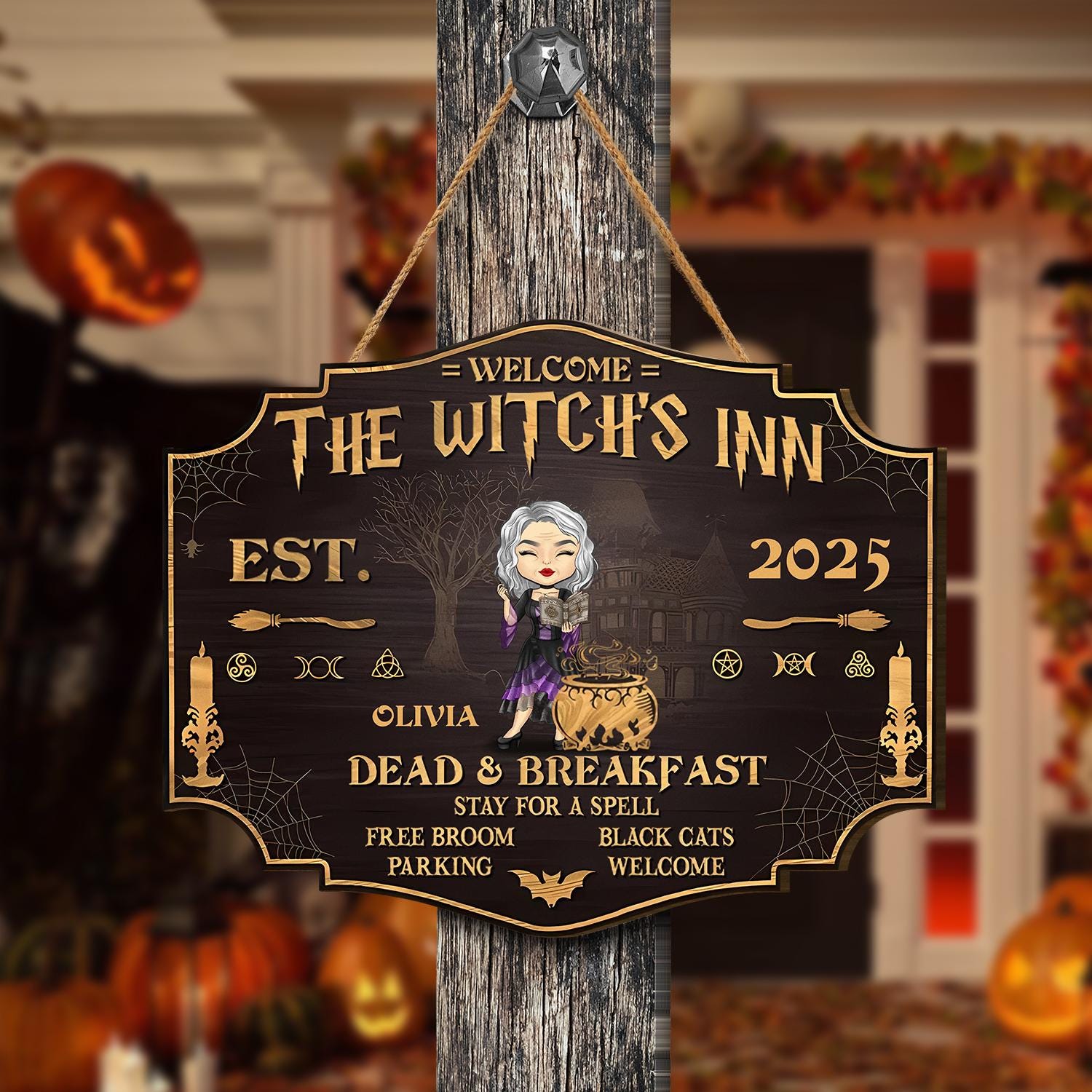 Spooky Halloween Witchy Salem Sign