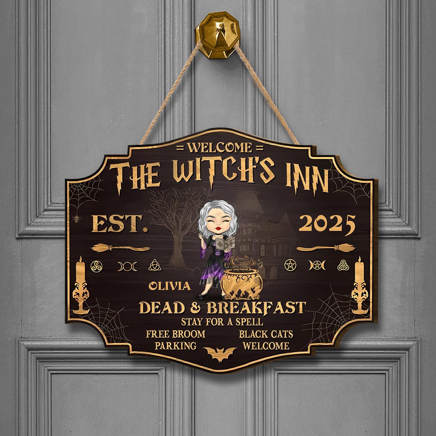 Spooky Halloween Witchy Salem Sign
