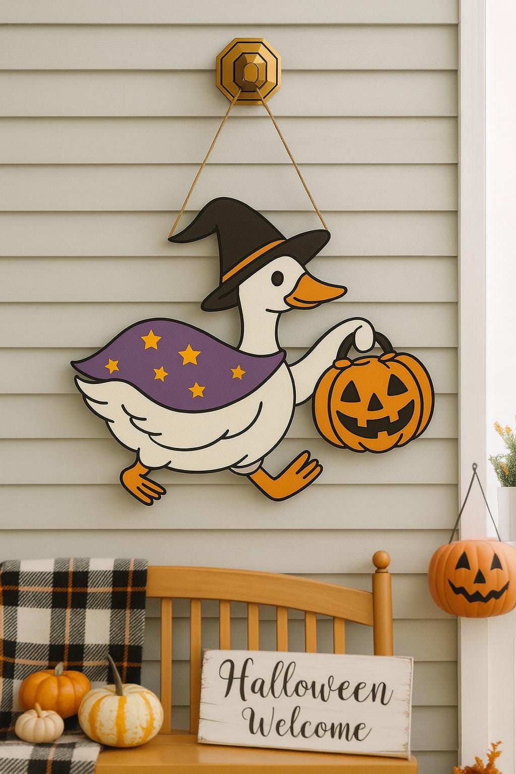 Funny Goose Halloween Door Hanger