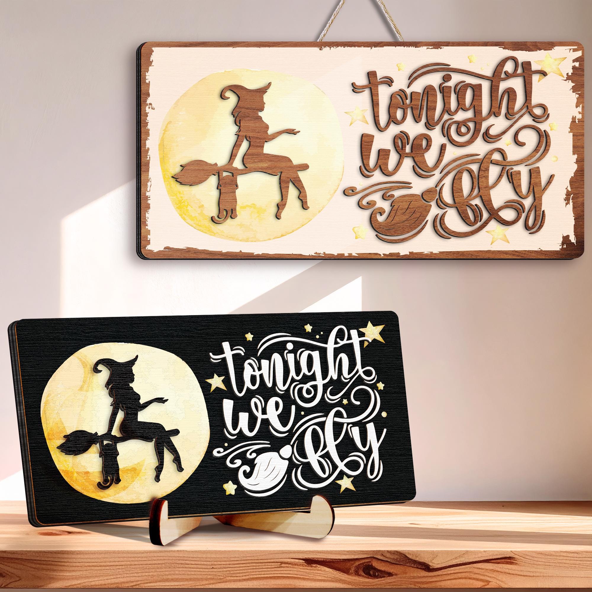 Layered Wood Witch Wooden Sign