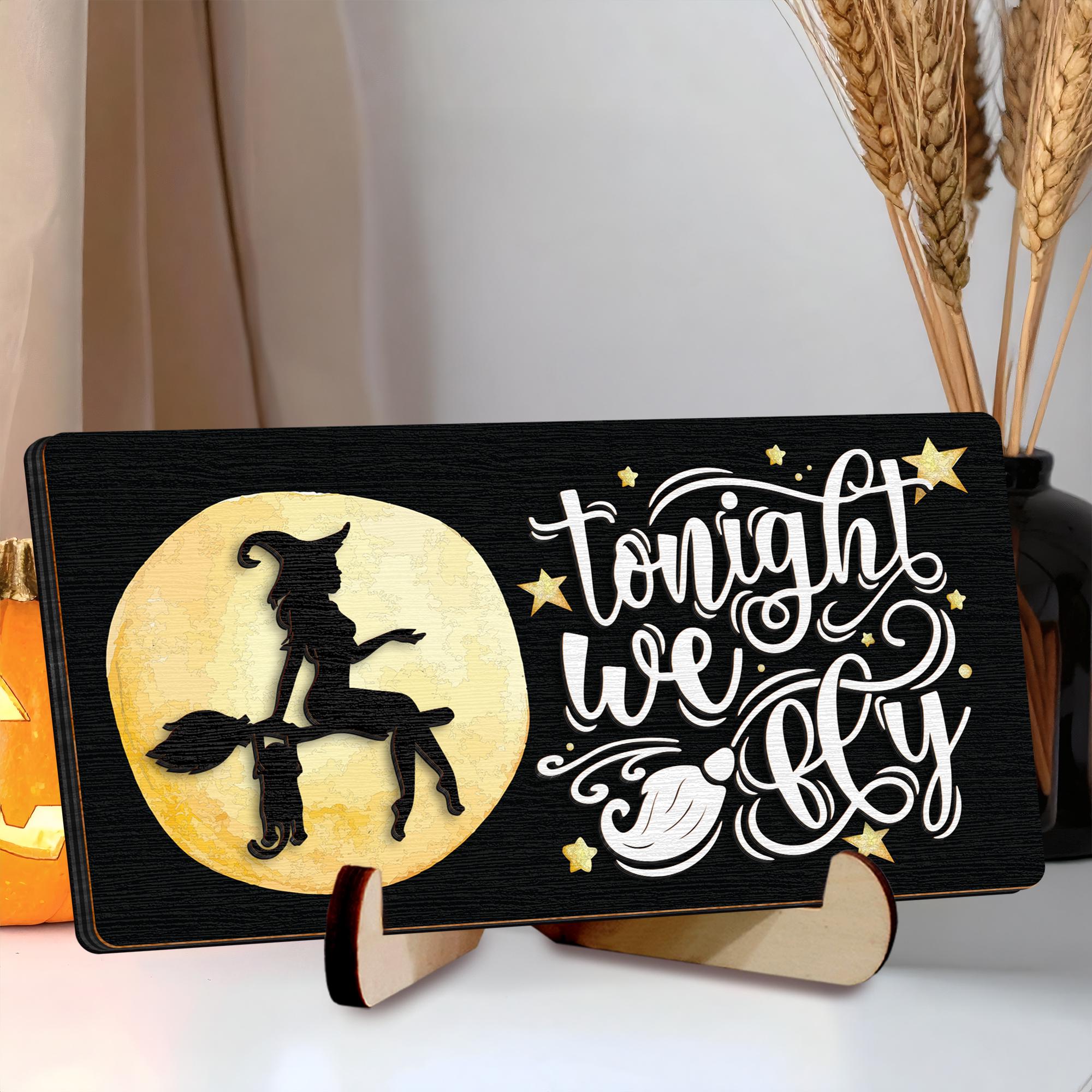 Layered Wood Witch Wooden Sign