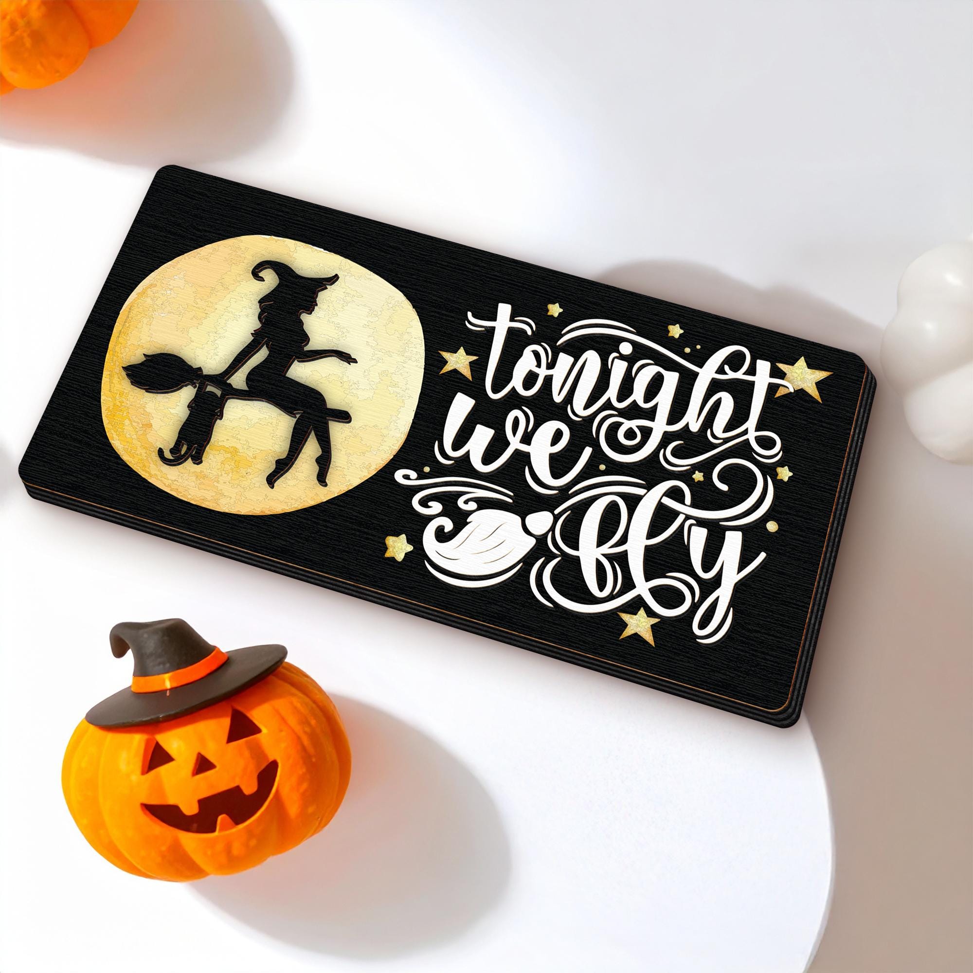 Layered Wood Witch Wooden Sign