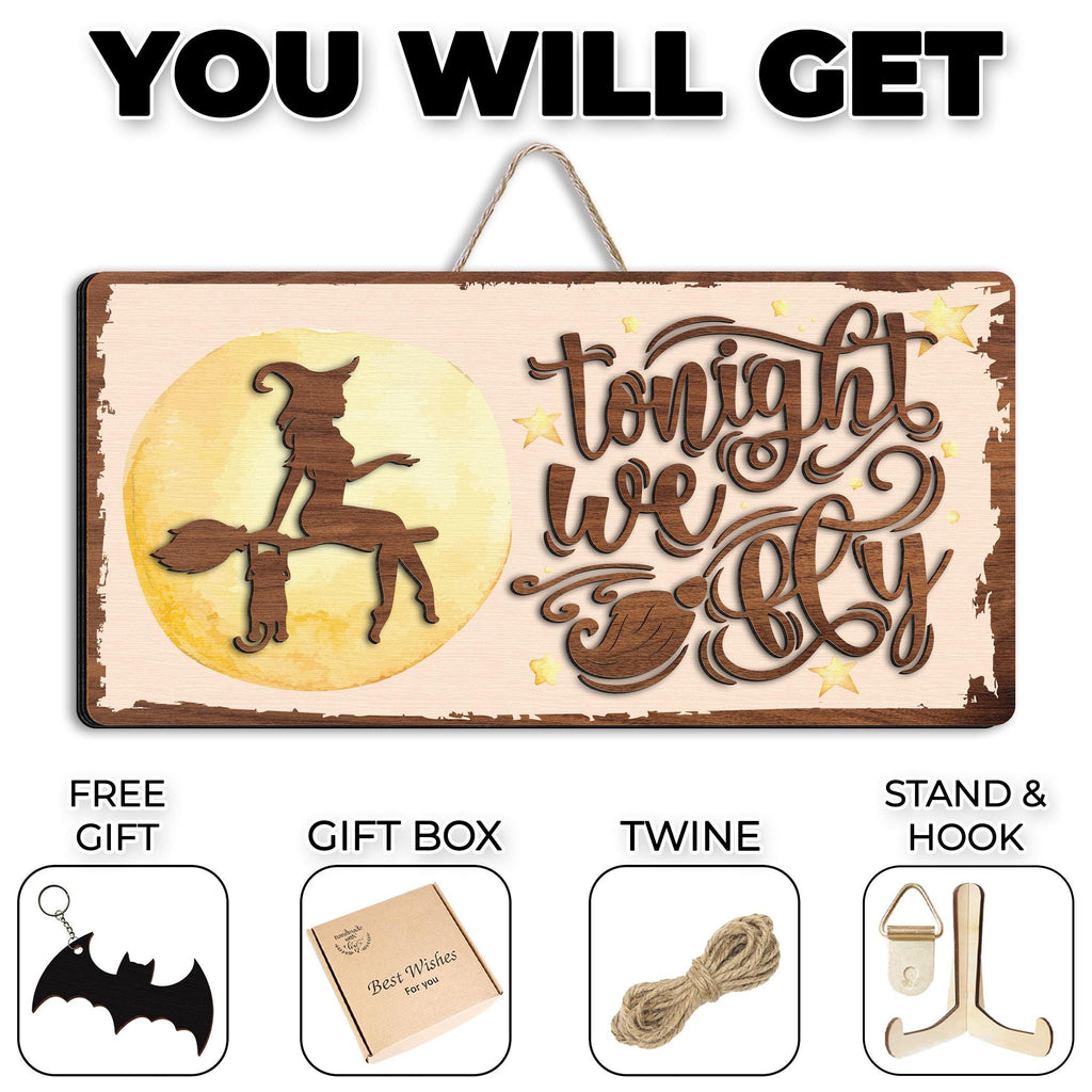 Layered Wood Witch Wooden Sign