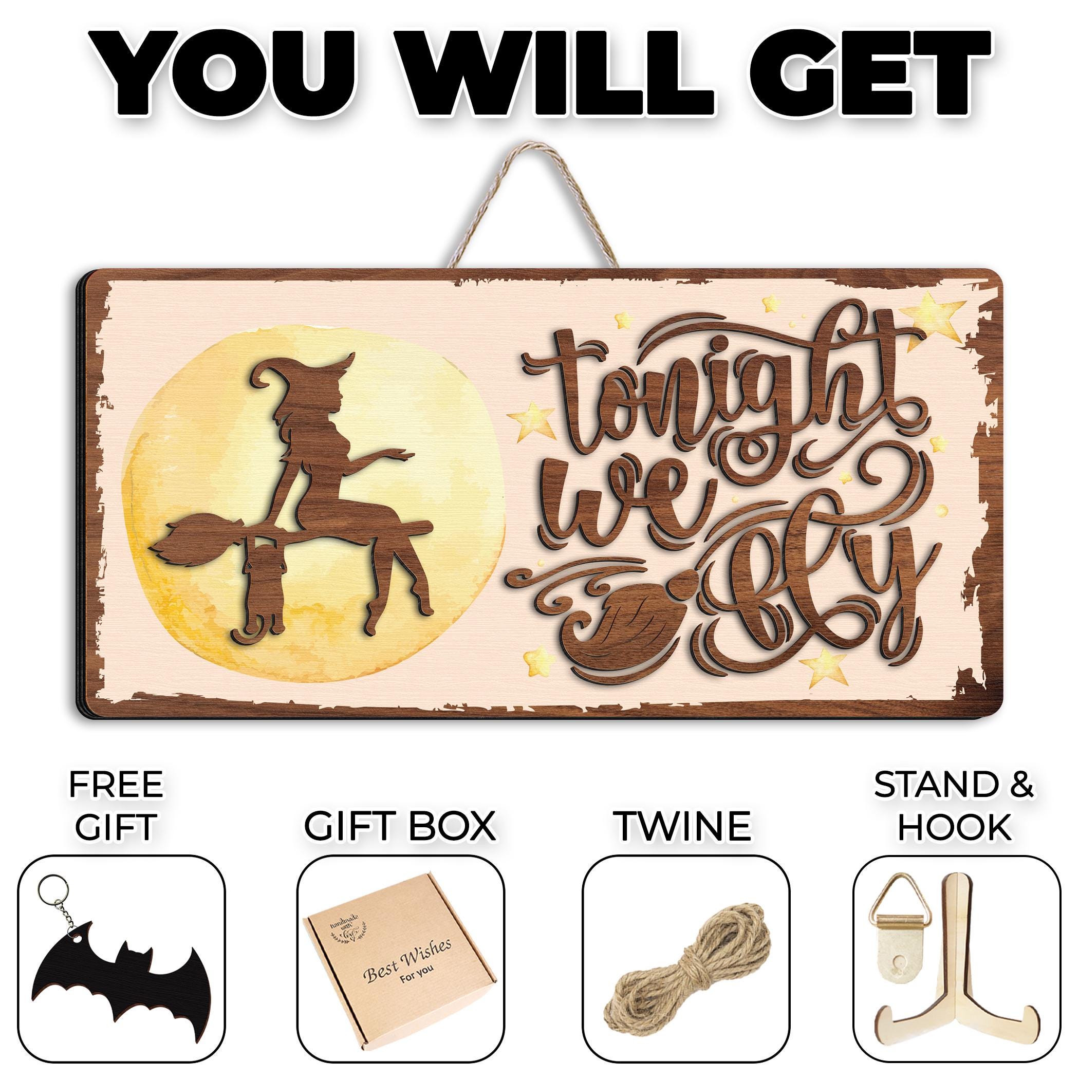 Layered Wood Witch Wooden Sign